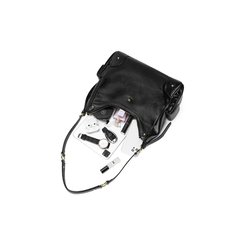 PIERRE CARDIN Synthetic Leather Shoulder Bag, Handbag Women's Black/Brown/Bitter Coffee-4
