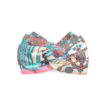 GUCCI Tassel Chain Print Gathered Headband