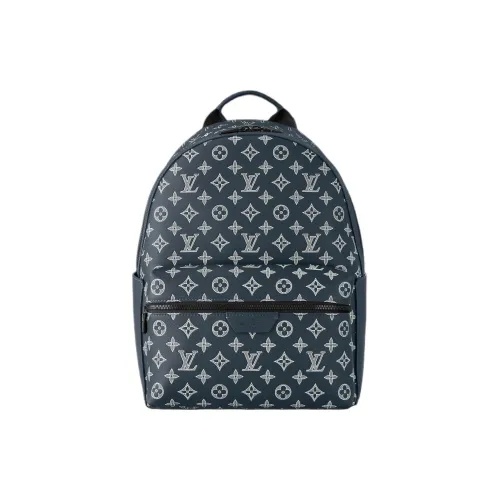 LOUIS VUITTON Monogram Shadow Calfskin Backpack Men's Ink Blue
