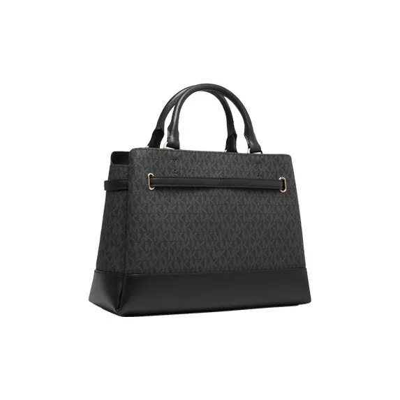 MICHAEL KORS Artificial Leather Handbag Tote Bag Large Size Women's Black/Brown/Vanilla White-1