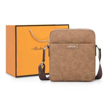 MashaLanti Microfiber Synthetic Leather Shoulder Bag Crossbody Bag Men's Coffee