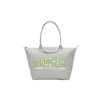 LONGCHAMP Le Pliage Cotton Tote Bag Shopping Bag Handbag Shoulder Bag Large Size Women's Gray