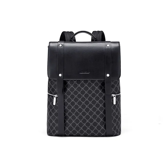 MashaLanti PVC And Synthetic Leather Backpack Regular Men's Gray & Black-1