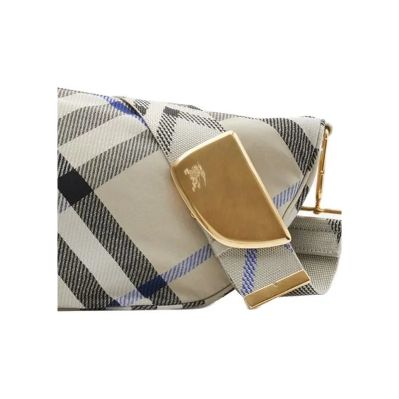 Burberry Cotton With Polyester Messenger Bag, Crossbody Bag, Shoulder Bag Unisex Black & Gray-4