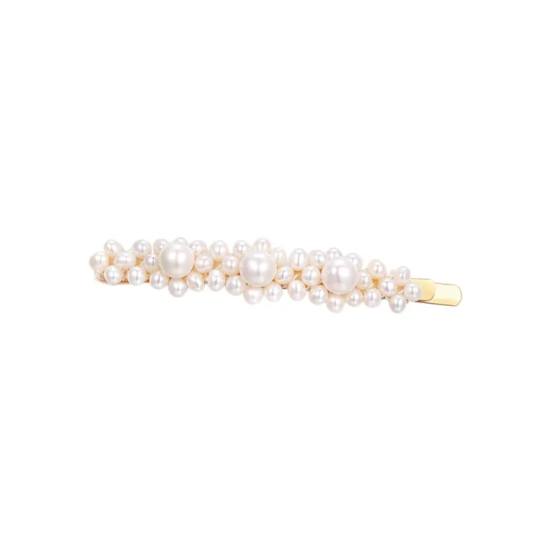COCOKIM Freshwater Pearl Hair Clips Women's Gold-0