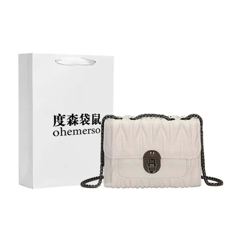 Dusen Kangaroo PU Crossbody Bag Small Size Women's Black/Ecru/Matcha Green-6