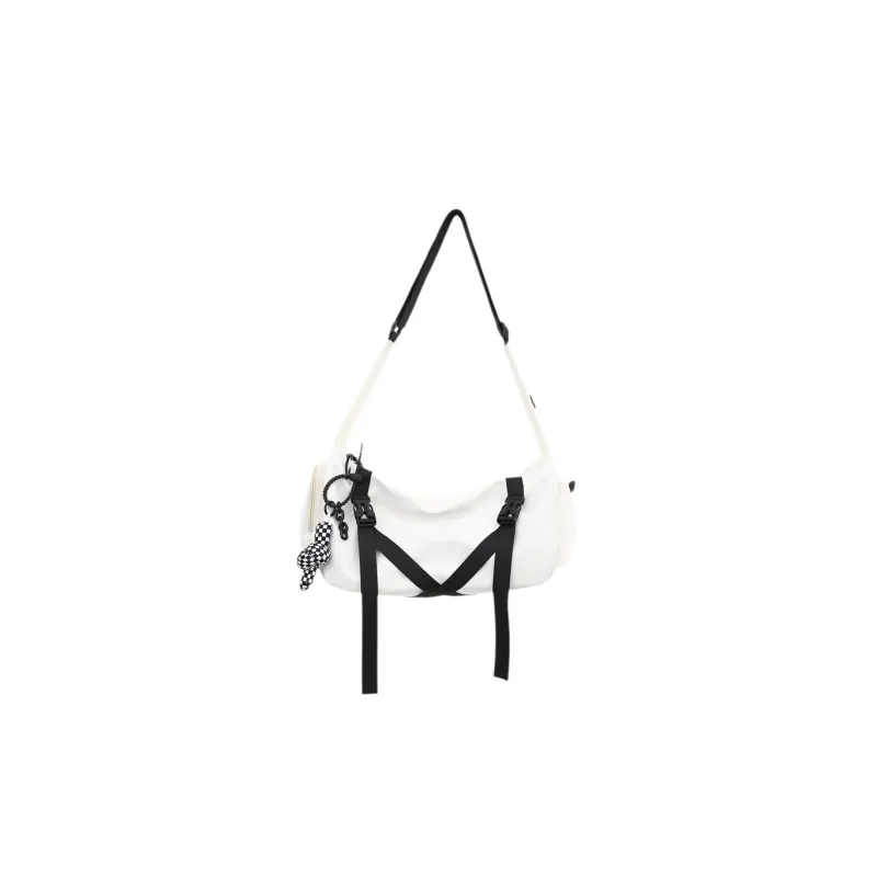 ALNI BITTON Nylon Shoulder Bag, Crossbody Bag Regular Unisex Black/White & Black/Blue-6