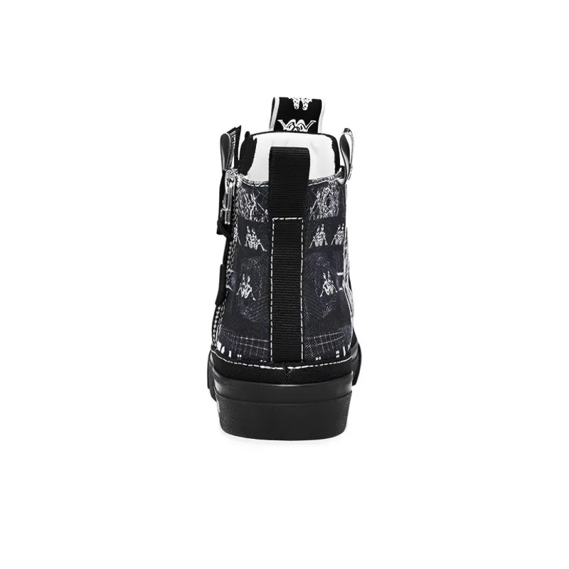 Kappa Slip-Resistant Coverage High-Top Skateboard Shoes Unisex Black-4