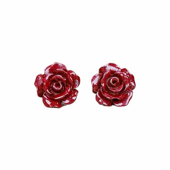 The Years Are Quiet Reconstructed Cinnabar Stud Earrings Women's-0