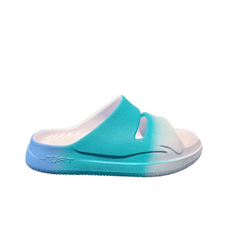 LiNing Soft Clap Slip Resistant Abrasion Resistant Slide Slippers Unisex White Blue-1