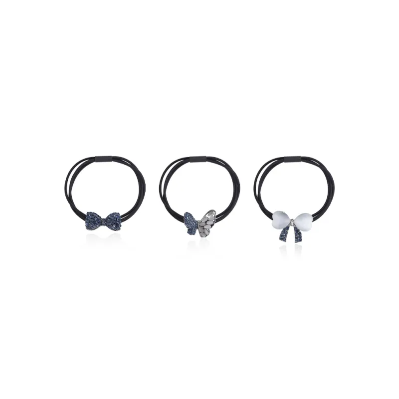 QIMEILA Alloy Hair Tie Women's Navy Blue-0