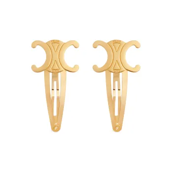 CELINE Set Of 2 Snap Hair Clips In Brass With Gold Finish And Steel