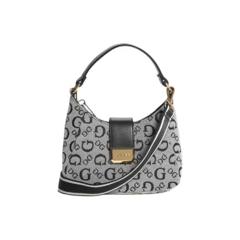 GUESS Metal Hobo Bag Shoulder Bag Crossbody Bag Handbag Mini Women's Black Gray Color