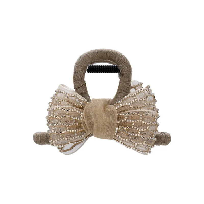 ROYALSASA Silk Chiffon Faux Crystal Hair Clips Women's-4