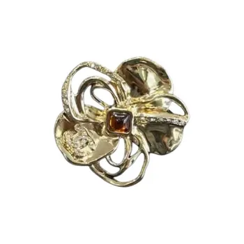 CHANEL Rhinestone Brooches Women's Gold