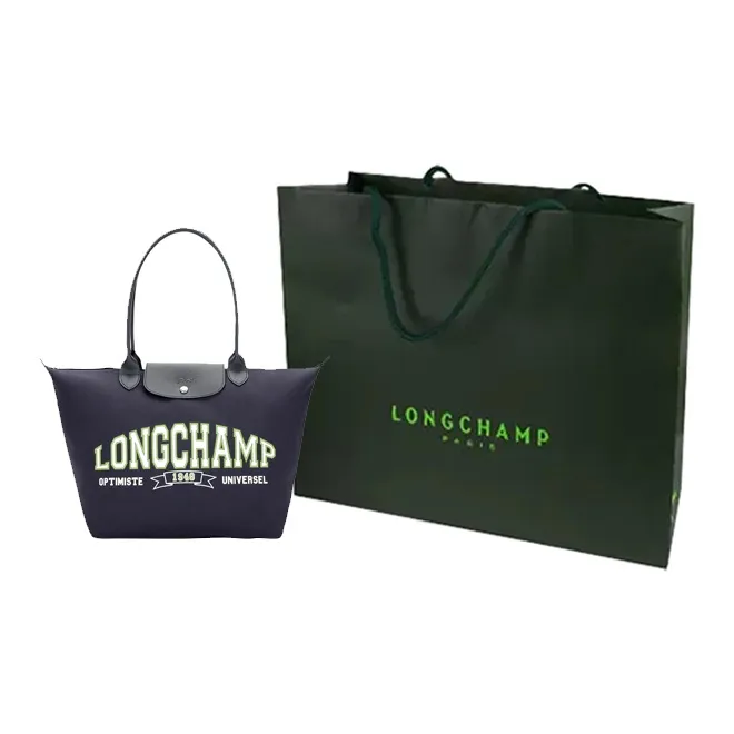 LONGCHAMP Cotton Jersey Tote Bag, Shopping Bag, Handbag, Shoulder Bag Women's Marine Blue-7