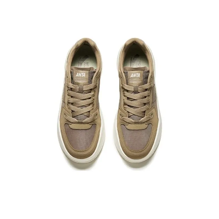Anta Life Collection Caramel Slip-Resistant Cushioning Wear-Resistant Breathable Low-Top Skateboard Shoes Men's Brown-3