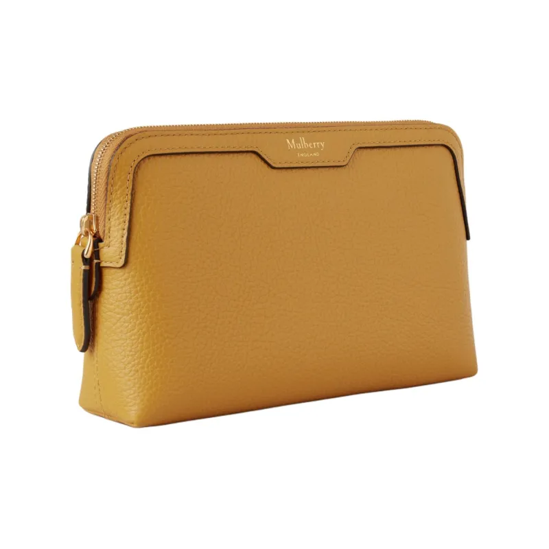 Mulberry Grained Leather Makeup Bag Small Size Women's Deep Amber-1
