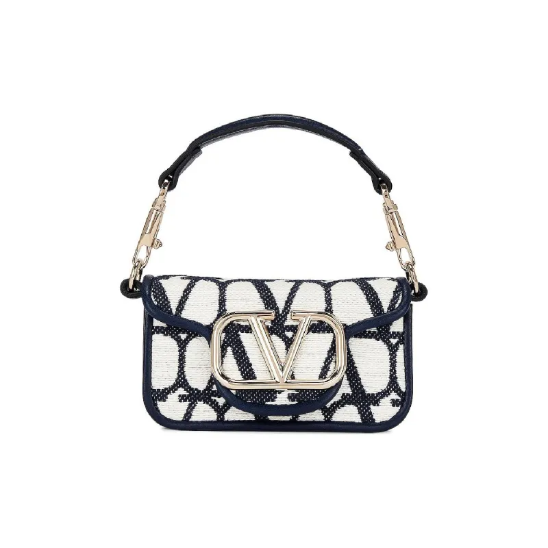Valentino GARAVANI Canvas With Leather Trim Canvas Bag Handbag Shoulder Bag Crossbody Bag Extra Mini Unisex Marine Blue-0