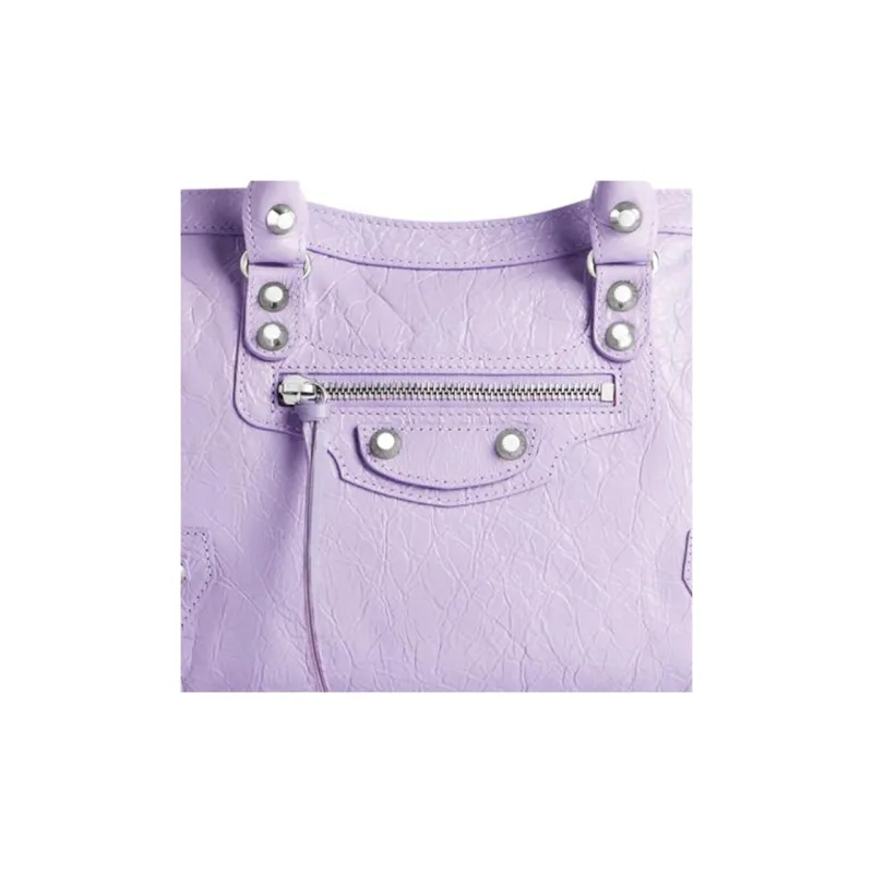 Balenciaga Arena Lambskin Tote Bag Shopping Bag Shoulder Bag Handbag Small Size Women's Light Purple-5