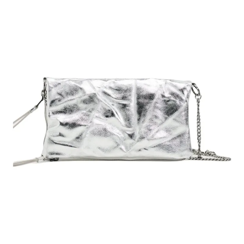 ZARA PU Shoulder Bag Crossbody Bag Mini Women's Silver-0