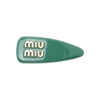 MIU MIU Leather Hair Clips Women's Green