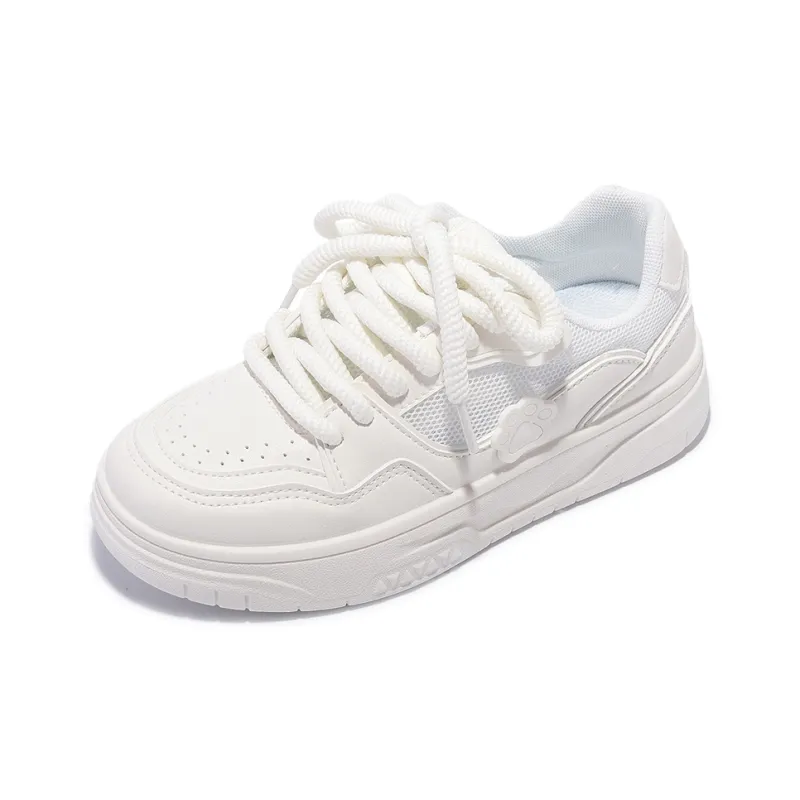 Miss Zhang Slip Resistant Cushioning Wear Resistant Breathable Height Increasing Low Top Skateboard Shoes Women's White-2