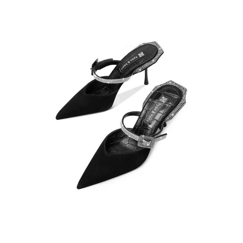 Hoov Wrap-toe Slippers 8cm Women's Hepburn Black-4