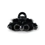 Black Plush Pearl Claw Clip