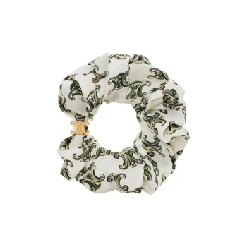 CELINE Scrunchy Triomphe Camo In Silk And Brass With Gold Finish