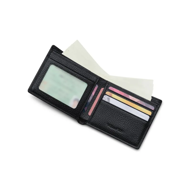 WilliamPOLO Top Grain Cow Leather Wallet Men's Black-4