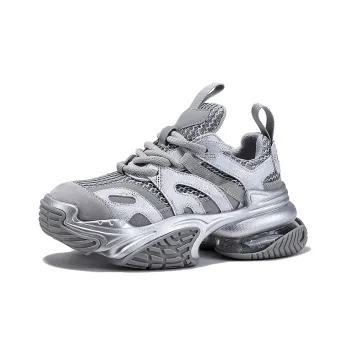 BELLALILY Anti Slip And Wear Resistant Height Increasing Low Top Chunky Sneakers Women's Silver