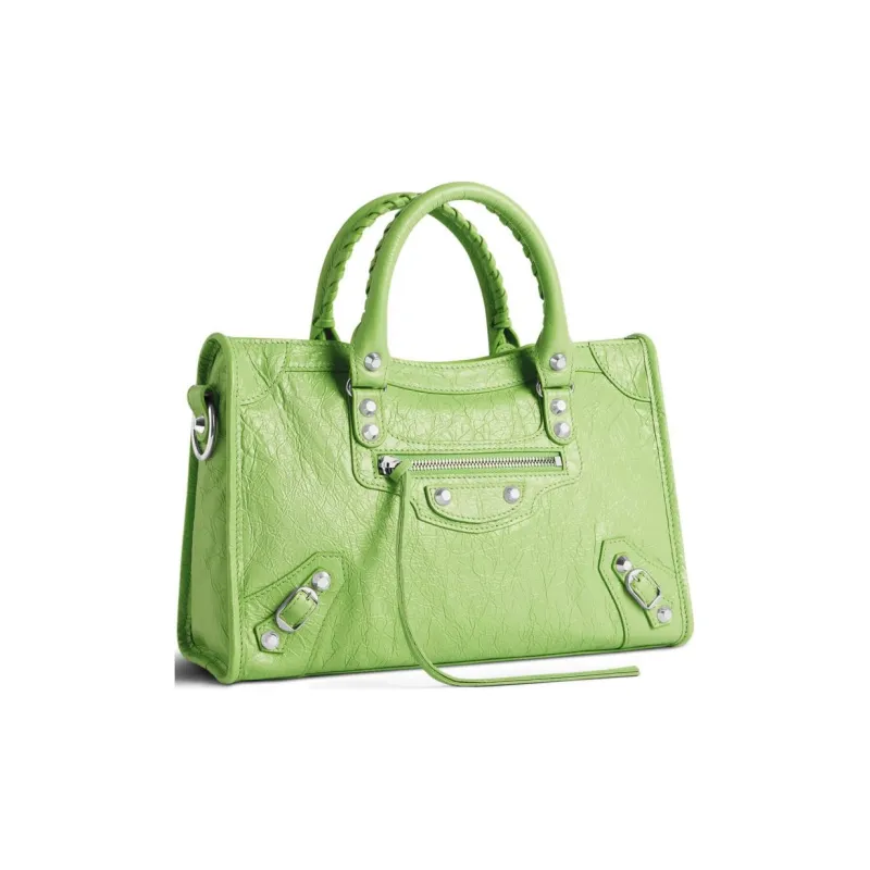 Balenciaga Arena Lambskin One Shoulder Handbags Small Size Women's Green-1