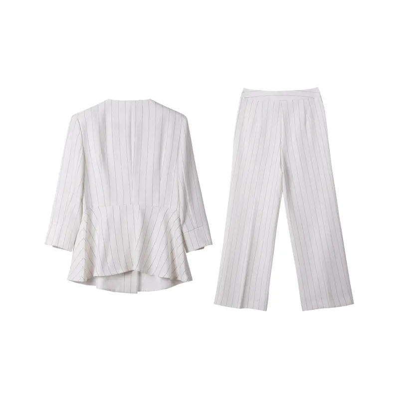 DonnaZilan Business Suit Women's Black White Stripes-1