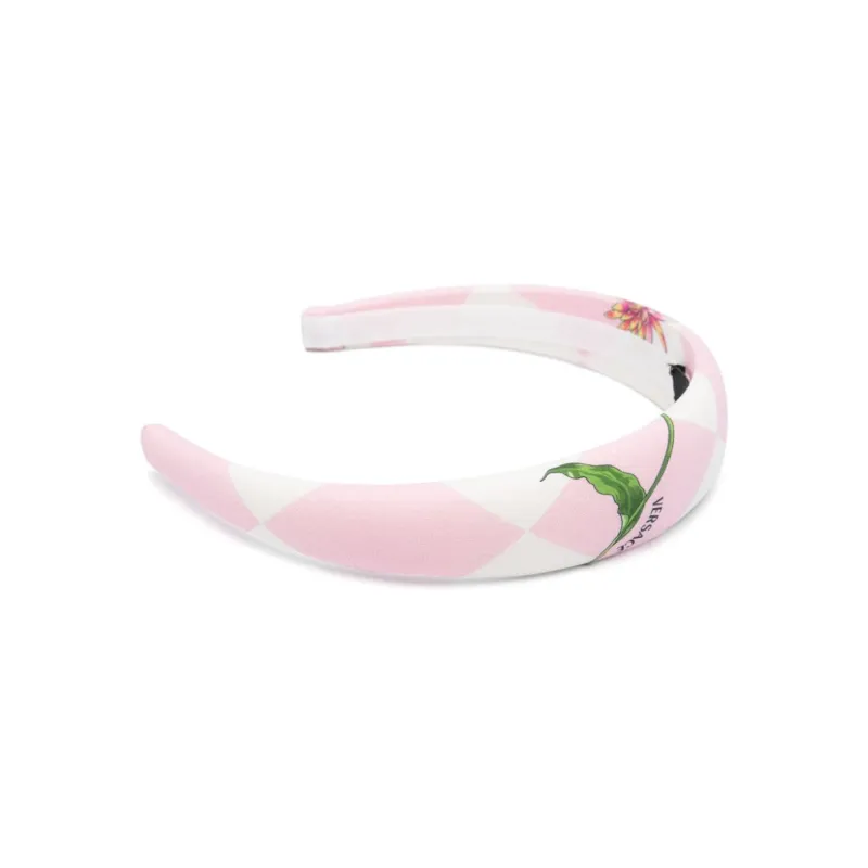 VERSACE Kids Checked Cotton Head Band-1