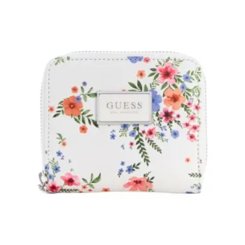 GUESS Leather Wallet Small Size Women's White & Multicolor