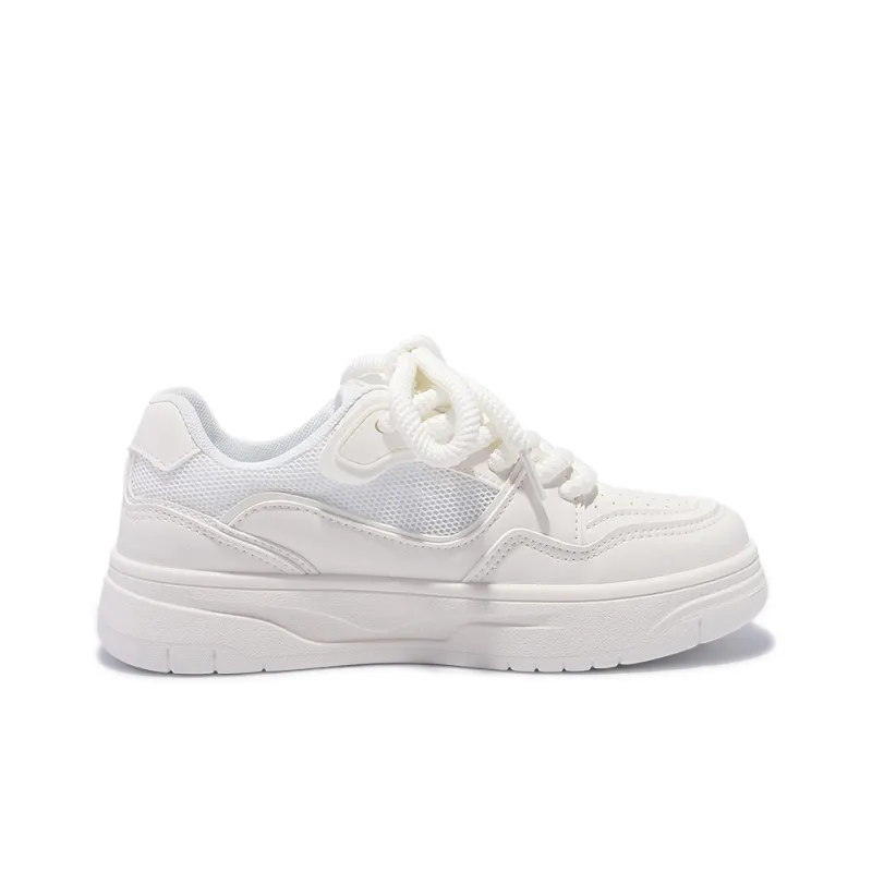 Miss Zhang Slip Resistant Cushioning Wear Resistant Breathable Height Increasing Low Top Skateboard Shoes Women's White-1