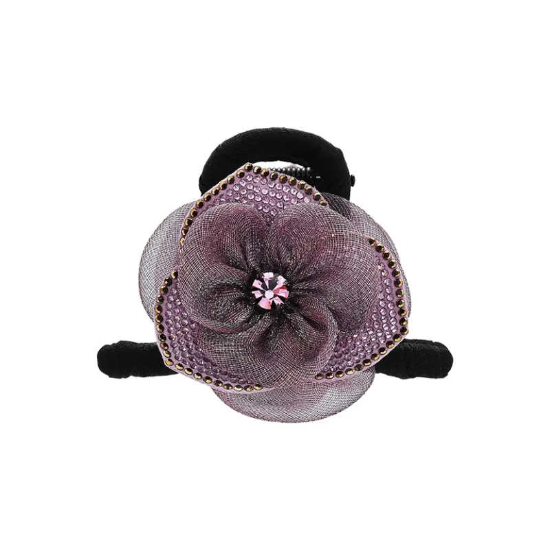 ROYALSASA Silk Chiffon Faux Crystal Hair Clips Women's-0