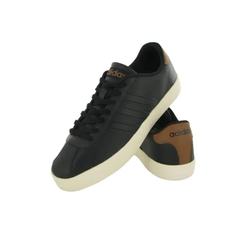 Adidas Vl Court Vulc Anti-Slip And Wear-Resistant Lightweight Low-Top Skateboard Shoes Men's Black Brown-2