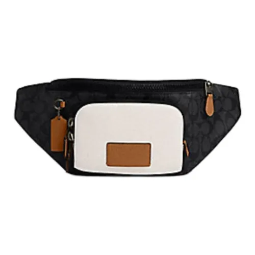 COACH Track Canvas With Calfskin Fanny Pack Large Size Women's Charcoal Gray