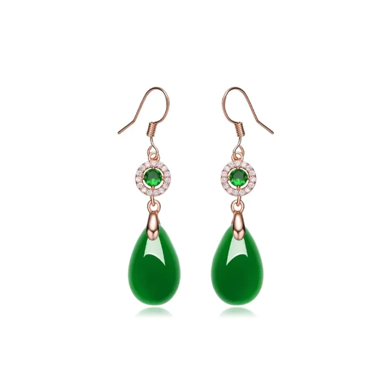 JUICY GRAPE Chalcedony Jade Earrings Women's-0