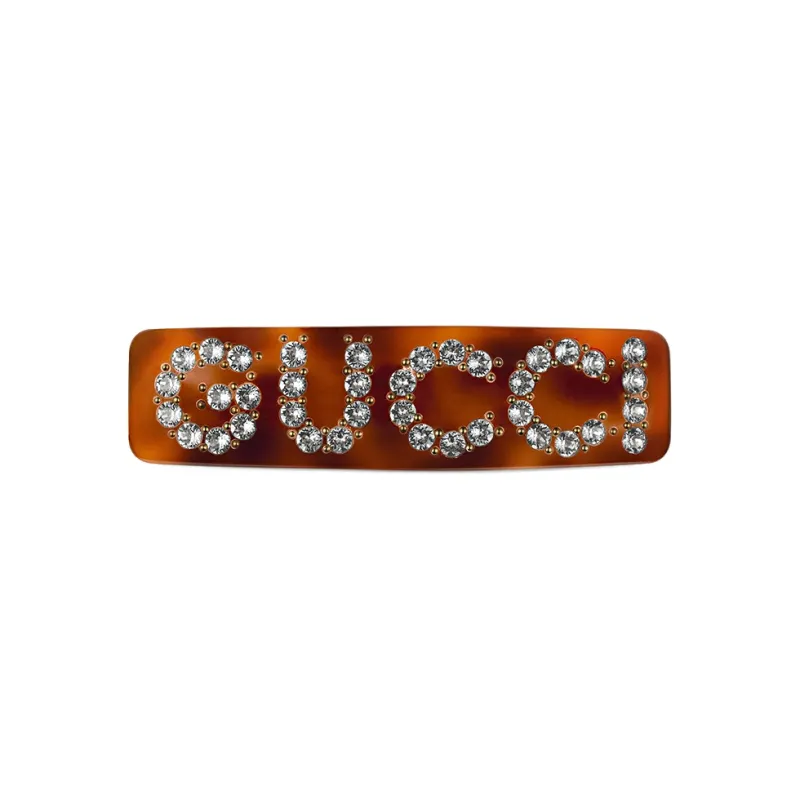 GUCCI Crystal-logo Single Hair Clip-0