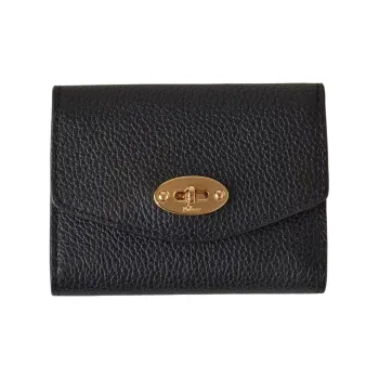 Mulberry Darley Grained Cow Leather Wallet Small Size Women's Black