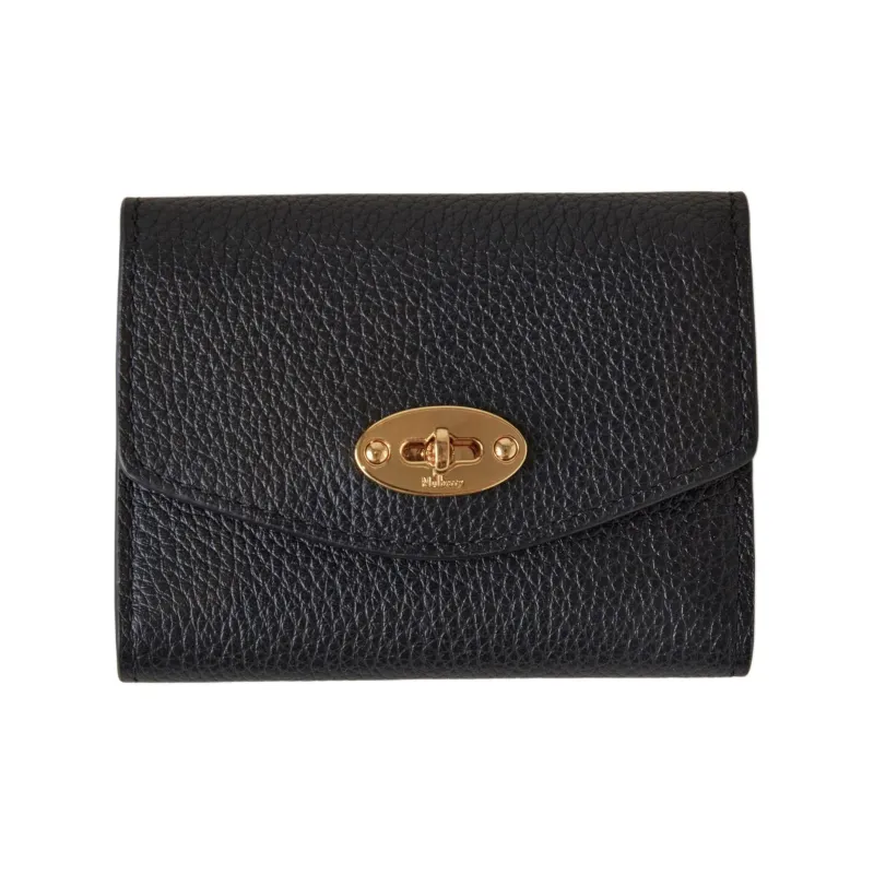 Mulberry Darley Grained Cow Leather Wallet Small Size Women's Black-0