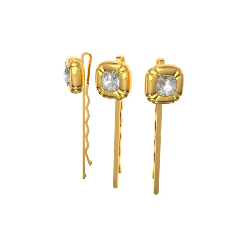 Swarovski Dulcis Faux Crystal Gold Tone Plated Hair Clips Women's Gold-0