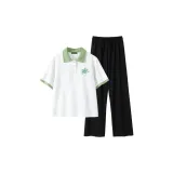 White with Green Edges (Graffiti Star Chest Emblem)+Black Pants