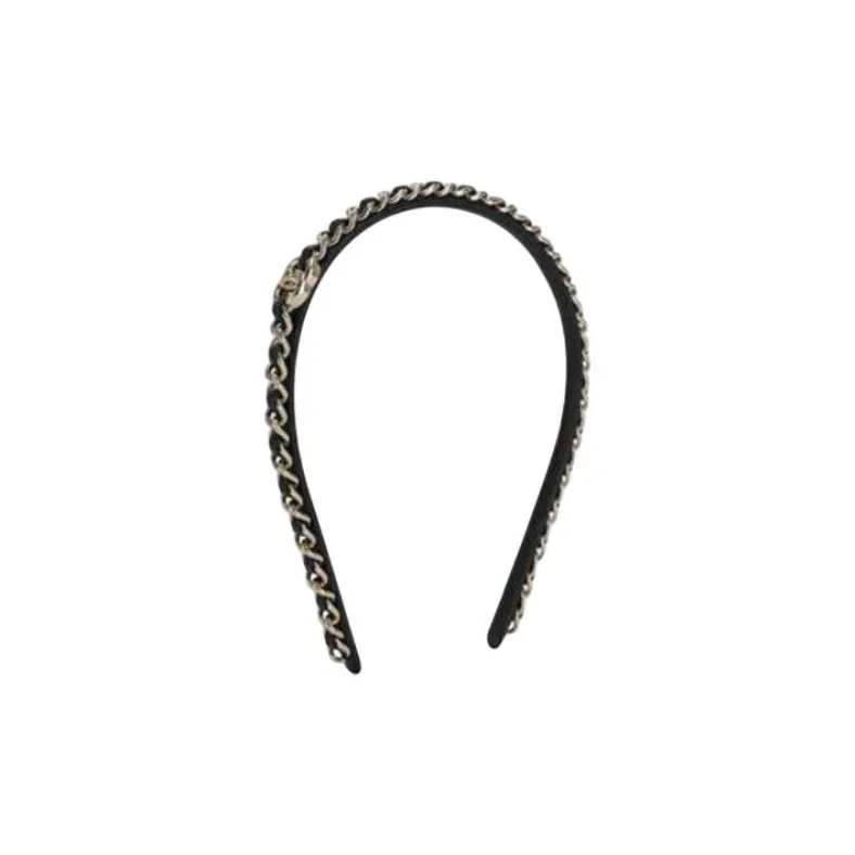 CHANEL Calfskin Headbands Women's Black/Gold-1