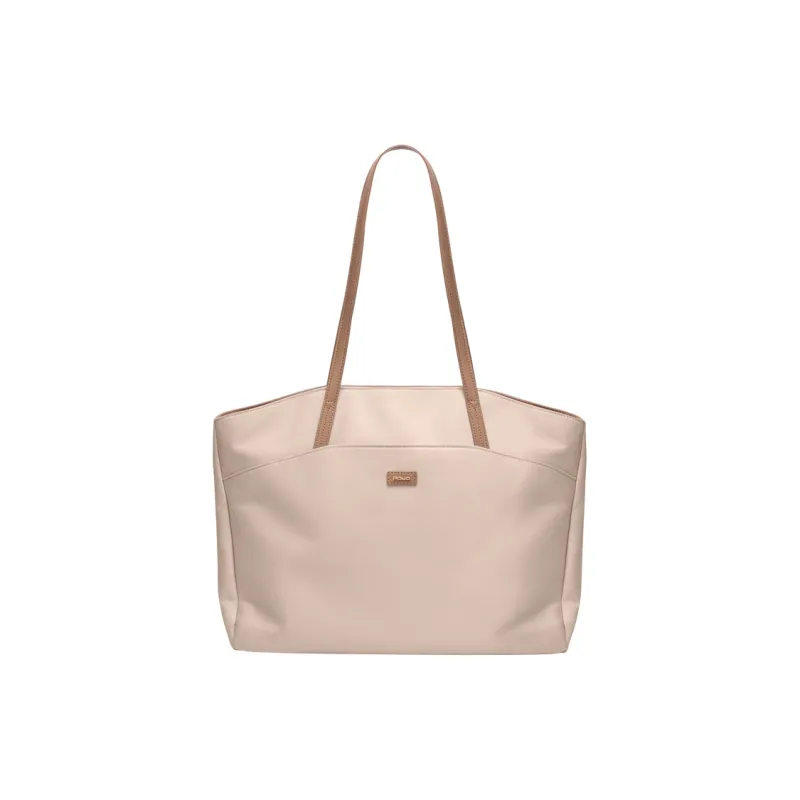 POLO Polyester Handbag Shoulder Bag Large Size Women's Beige Apricot/Black/Light Purple-1