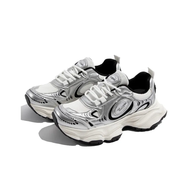 TUOPIN Futuristic Vintage Anti-Slip Wear-Resistant Low-Top Casual Shoes Silver Black-2