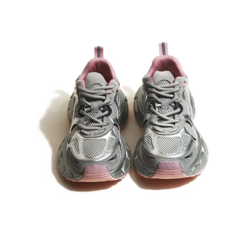 CHENTER KATER Chunky Sneakers Women's Low Top Pink Silver/Black Silver-9